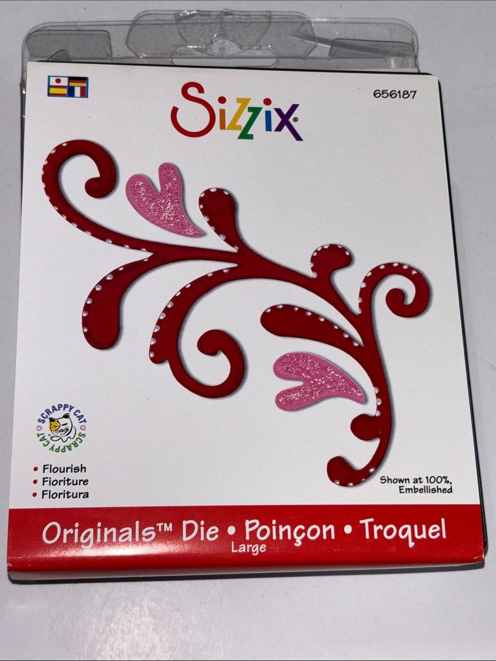 Sizzix Red and Pink Flourish Decorative Die Cut Sizzix Flourush 656187